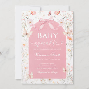 Invitation Fête Rose Bébé Baby Sprinkle Fleur Sauvage Baby Sh