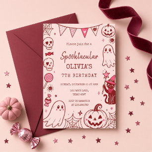 Invitation Fête rose fantasmagorique d'Halloween personnalisé