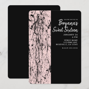 Invitation Fête Rose Fard & Peinture Noire Sweet 16 TOUT ÂGE