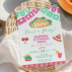 Invitation Fête rose moderne Taco Bout Un anniversaire de fêt