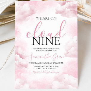 Invitation Fête Rose sur un Nuage Baby Shower