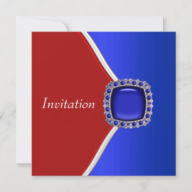 Invitation Fête Rouge Blanc et Bleu Patriotique (Devant)