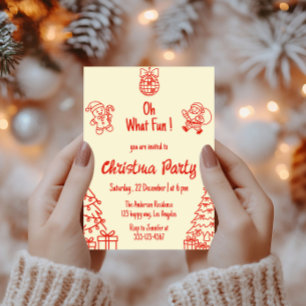 Invitation Fête Rouge de Fêtes Oh Quelle Joie Soirée de Noë