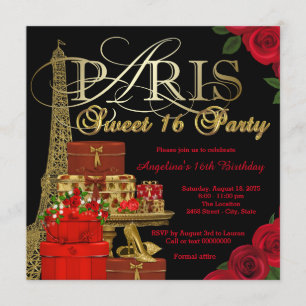 Invitation Fête Rouge Paris Sweet 16