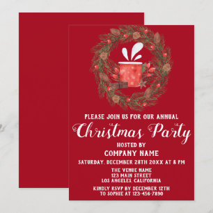 Invitation Fête Rouge Verte de l'entreprise pour les Fêtes de