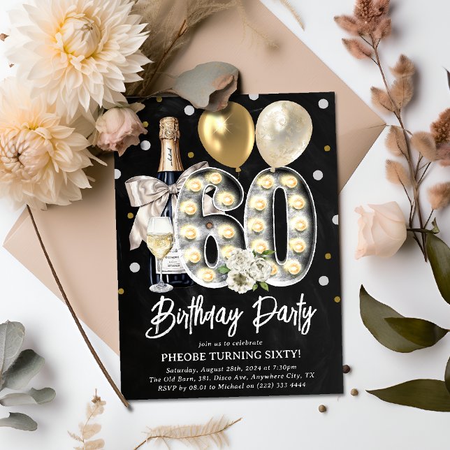 Invitation Fête rustique d'anniversaire 60 ans pour adulte (Créateur téléchargé)