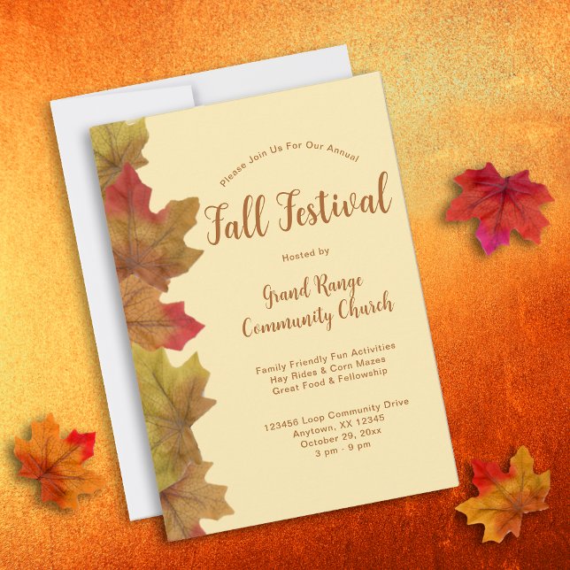 Invitation Fête rustique d'automne de feuilles d'automne (Fall Festival Rustic Invitation)