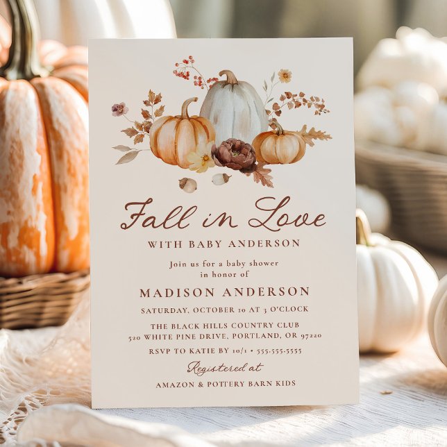 Invitation Fête rustique d'automne pour bébé avec amour Baby  (Créateur téléchargé)