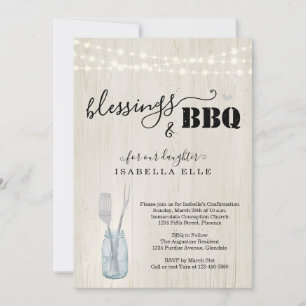 Invitation Fête rustique de BBQ de première communion / confi