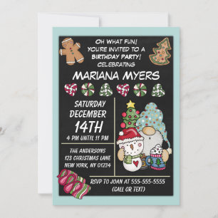 Invitation Fête rustique de gnome Noël Anniversaire
