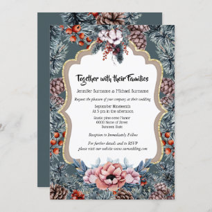 Invitation Fête rustique de la baie de pin de pin d'hiver