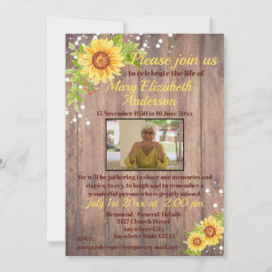 Invitation Fête Rustique de la vie Funéraire Floral Photo