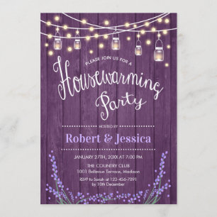 Invitation Fête rustique de réchauffement ménager - Lavande d