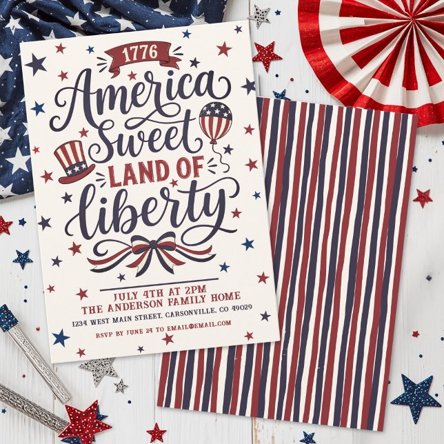 Invitation Fête rustique du 4 juillet (Rustic 4th Of July Party Invitation)