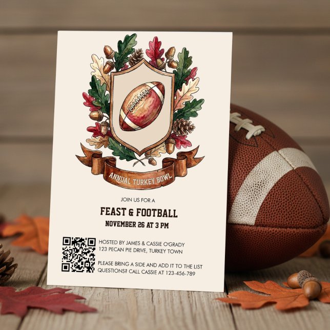 Invitation Fête Rustique et Match de Football de Thanksgiving (Thanksgiving Feast and Football Invitation by Darling & May)