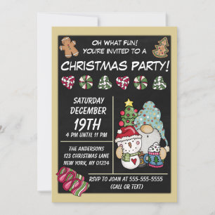 Invitation Fête rustique Gnome Biscuits Bonbons Noël Fête