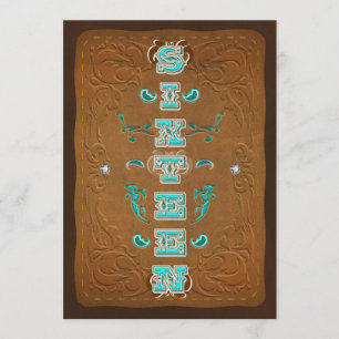 Invitation Fête rustique occidentale marron et turquoise SEIZ