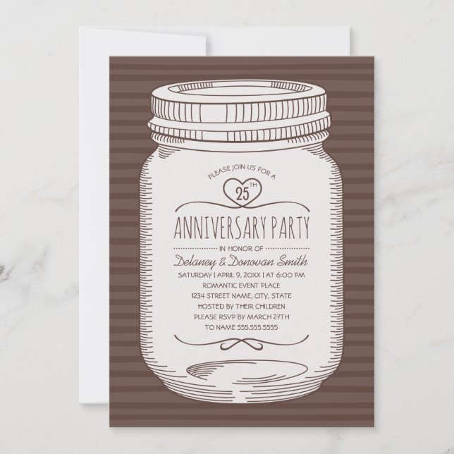 Invitation Fête rustique pour les 25 ans de mariage dans un p (Devant)