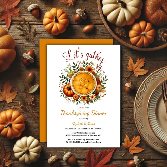 Invitation Fête Rustique Retrouvons le dîner Thanksgiving (Rustic Feast Let's Gather Thanksgiving Dinner Invitation)