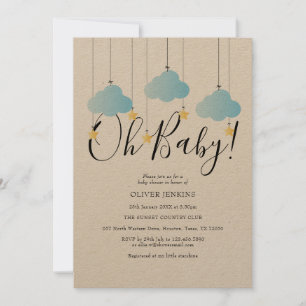 Invitation Fête rustique Twinkle Twinkle Oh bébé Baby Shower