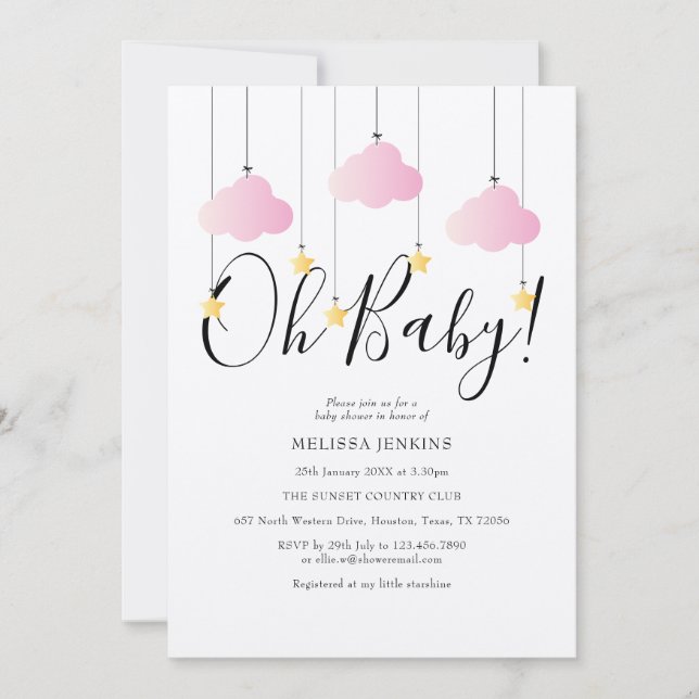 Invitation Fête Rustique Twinkle Twinkle Oh Bébé Baby Shower (Devant)