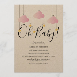 Invitation Fête Rustique Twinkle Twinkle Oh Bébé Baby Shower