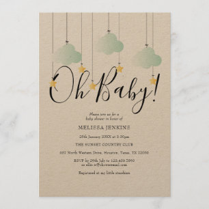Invitation Fête Rustique Twinkle Twinkle Oh Bébé Baby Shower