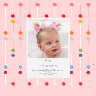 Invitation Fête simple de 1er anniversaire avec photo