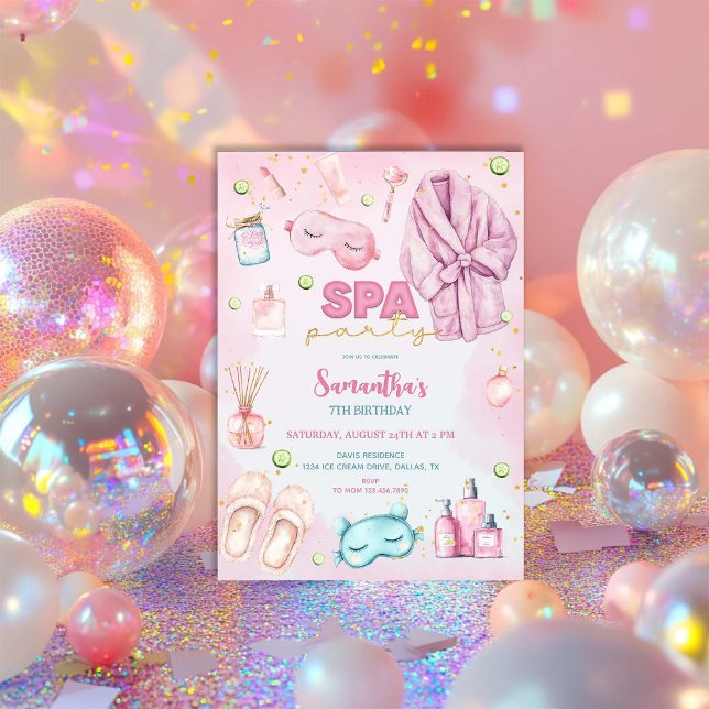 Invitation Fête spa Anniversaire, Dormir, Fête de bois (Créateur téléchargé)