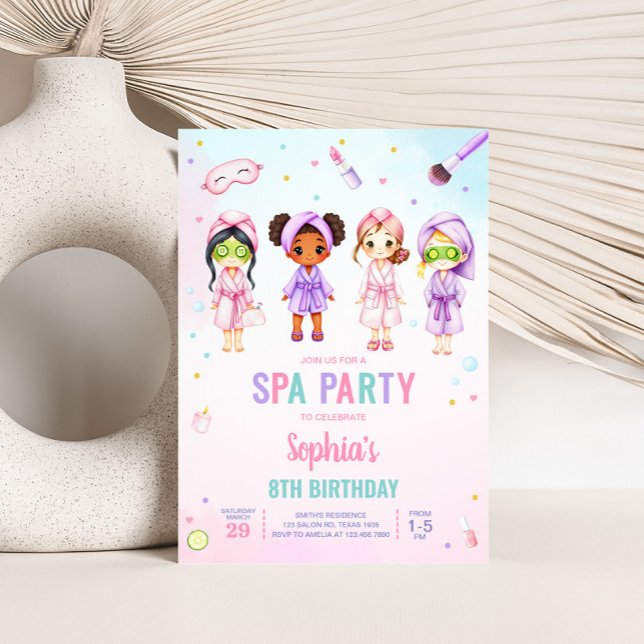 Invitation Fête Spa de beauté fille fête d'anniversaire (Beauty Spa Party Birthday Party Invitation)
