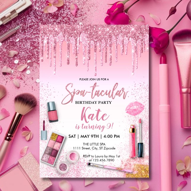 Invitation Fête spa Glam Fille fête d'anniversaire (Créateur téléchargé)