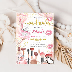 Invitation Fête spa Glam Girl Maquillage fête d'anniversaire