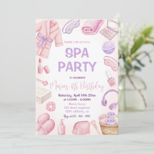 Invitation Fête spa Pamper Glam Day Fête Filles Anniversaire