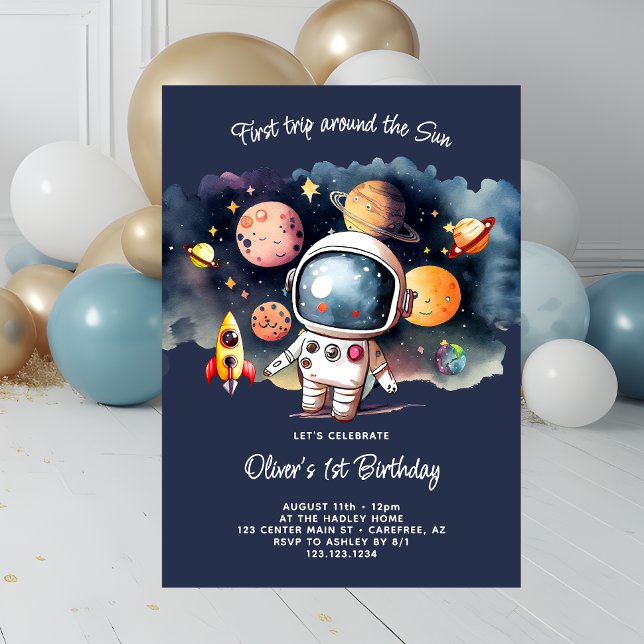 Invitation Fête Spatiale Premier Tour Autour Du Soleil (Créateur téléchargé)
