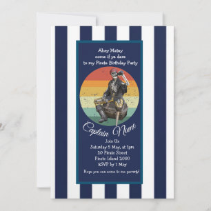 Invitation Fête squelettique de pirate épique