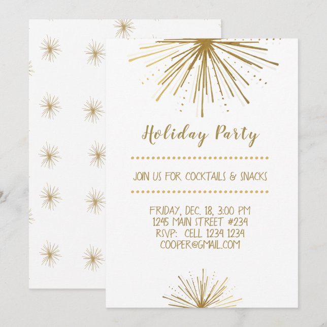 Invitation Fête Star Holiday Party de la nouvelle année moder (Devant / Derrière)
