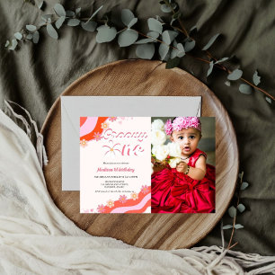 Invitation Fête super rétro Super One First Girl anniversaire