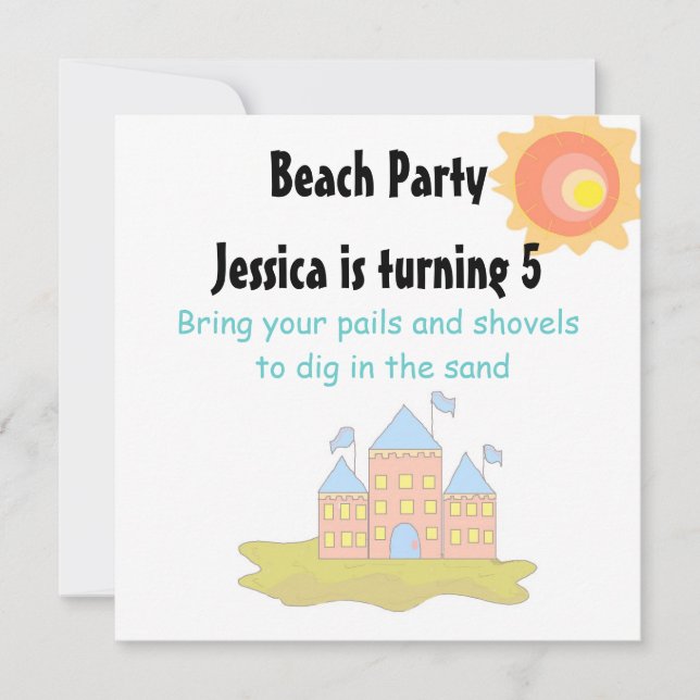 Invitation Fête sur la Plage (Devant)