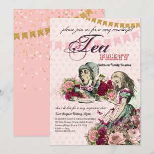 Invitation Fête sur le thème d'Alice au Pays des Merveilles s