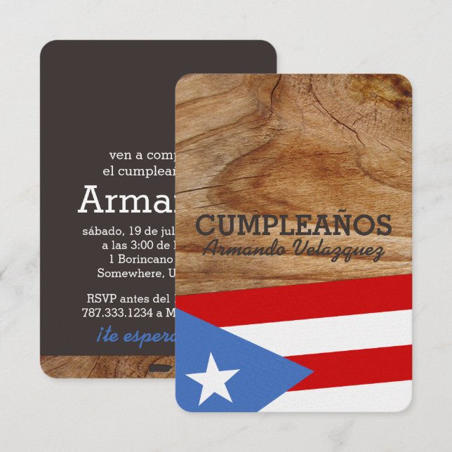 Invitation Fête sur le thème de Porto Rico (Devant / Derrière)
