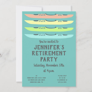 Invitation Fête sur le thème des kayaks aux couleurs pastel