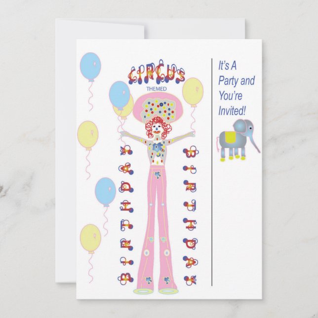 Invitation Fête sur le thème du cirque (Devant)