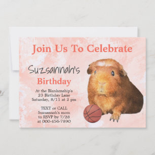 Invitation Fête sur mesure de basketball avec un cochon d'Ind