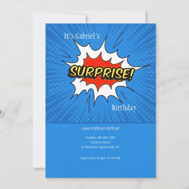 Invitation Fête surprise (Devant)