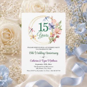 Invitation Fête surprise 15e anniversaire de mariage floral