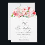 Invitation FÊTE SURPRISE 21e anniversaire Elegant Pony Rose<br><div class="desc">Une belle et féminine invitation à fêter un anniversaire dans un style élégant. Cette décoration florale est bordée de charmantes fleurs de pivoines roses et de verdure. Cette invitation est disponible sous forme d'invitation imprimée ou de téléchargement numérique.</div>