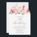 Invitation FÊTE SURPRISE 21e anniversaire Elegant Pony Rose<br><div class="desc">Une belle et féminine invitation à fêter un anniversaire dans un style élégant. Cette décoration florale est bordée de charmantes fleurs de pivoines roses et de verdure. Cette invitation est disponible sous forme d'invitation imprimée ou de téléchargement numérique.</div>