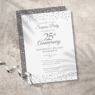 Invitation Fête surprise 25 ans Anniversaire de mariage Cœurs