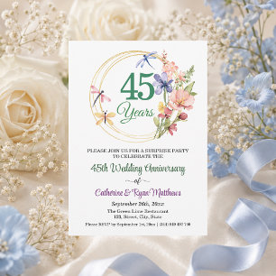 Invitation Fête surprise 45 ans de mariage floral