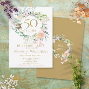 Invitation Fête surprise 50 ans de mariage Floral
